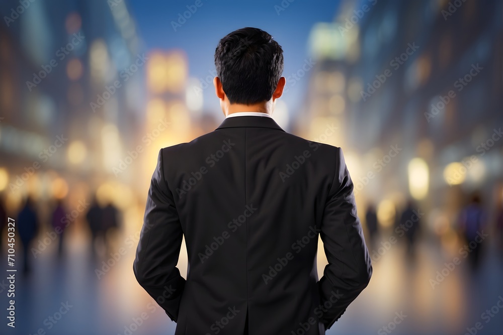 businessman standing in a city street, business man 