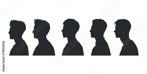 People silhouettes-vector silhouettes of male heads from the side. side view silhouette of person. silhouette of the face from the side.