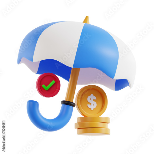 3D Financial Insurance Model Securing Your Finances. 3d illustration, 3d element, 3d rendering. 3d visualization isolated on a transparent background