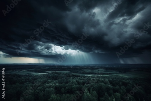 Atmospheric Drama: Majestic Storm Clouds Gathering in a Spellbinding Display of Nature's Power. Perfect for Adding Depth to Your Creative Projects and Conveying the Intensity of Weather Phenomena.