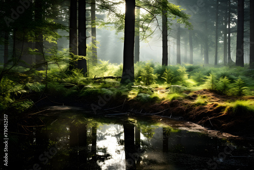 Serene Forest: Dawn Beauty | Generative AI