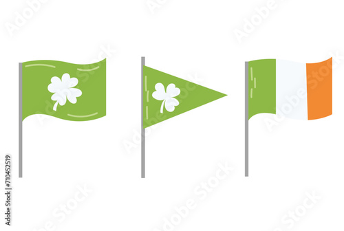 Happy St. Patrick's Day elements mega set with green clover, shamrock, green ale, gold coins pot, and rainbow on white background. St. Patrick's Day typography mega bundle. Saint Patrick's Day ...