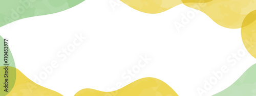 水彩の流体シェイプのフレーム 流動体・液体の抽象的なゆるいフレーム 黄色 緑