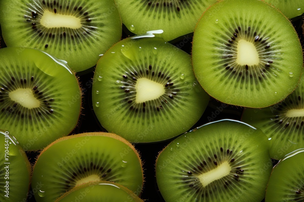 Kiwi fruit slices on a white background. Close-up. Kiwi fruit slices on a white background. Close-up.