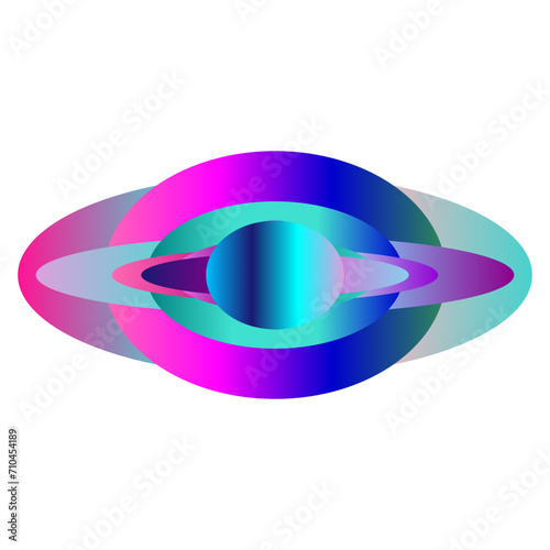 An abstract transparent cyberpunk oval shape design element.