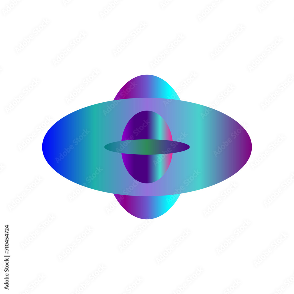 An abstract transparent cyberpunk oval shape design element.