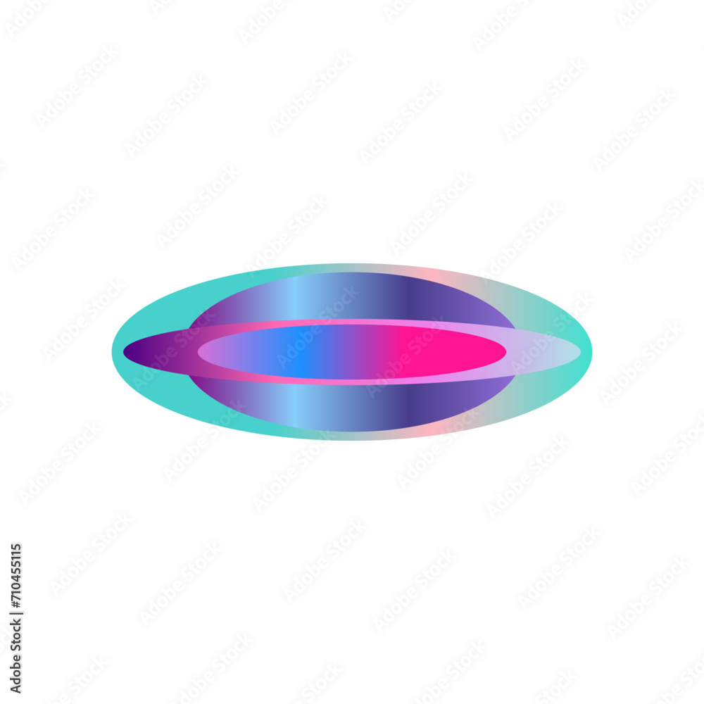 An abstract transparent cyberpunk oval shape design element.