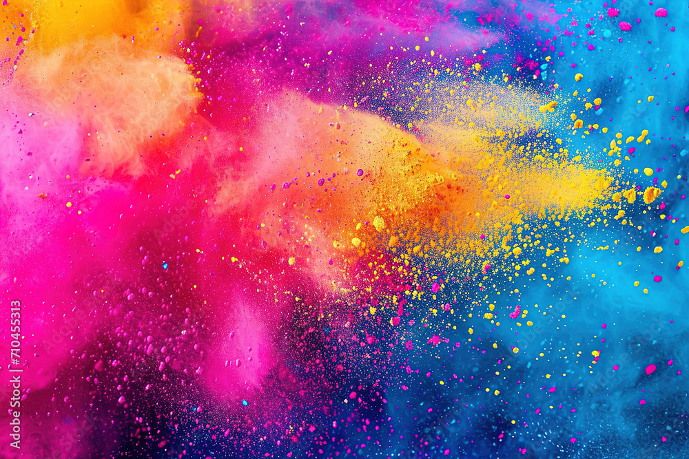 Colored powder explosion on gradient dark background. Freeze motion. Colored powder explosion on gradient dark background. Freeze motion.