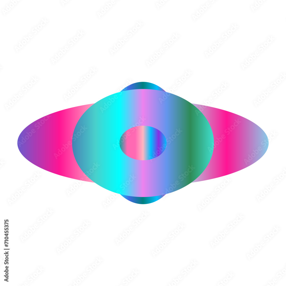 Obraz premium An abstract transparent cyberpunk oval shape design element.