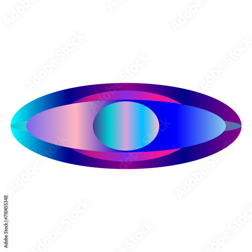 An abstract transparent cyberpunk oval shape design element.