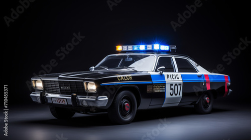 Retro style police car that is parked