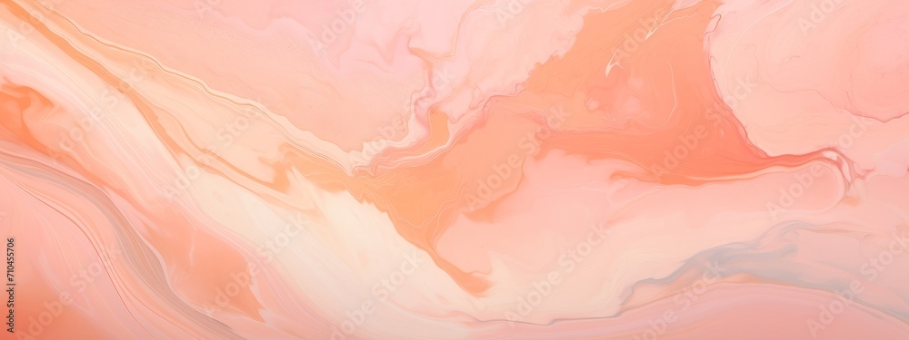Abstract marbling oil acrylic paint background illustration art wallpaper - Peach fuzz color with liquid fluid marbled paper texture banner painting texture.