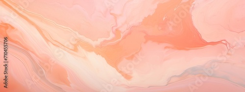 Abstract marbling oil acrylic paint background illustration art wallpaper - Peach fuzz color with liquid fluid marbled paper texture banner painting texture.