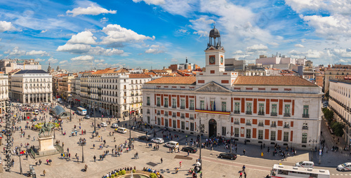 Madrid Spain, high angle view city skyline at Puerta del Sol photo
