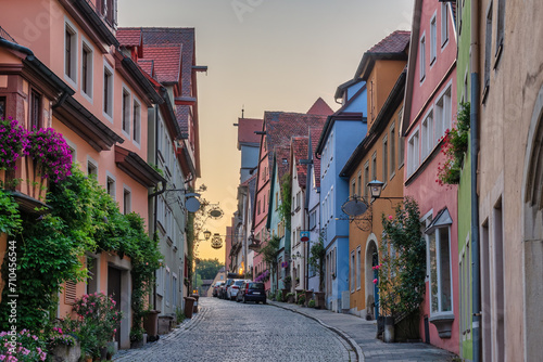 Rothenburg ob der Tauber Germany, city skyline with colorful house the Town on Romantic Road of Germany