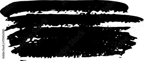 Black ink grunge brush strokes illustration on transparent background.