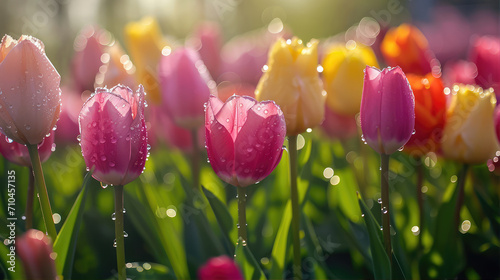 various tulips in spring #710457135