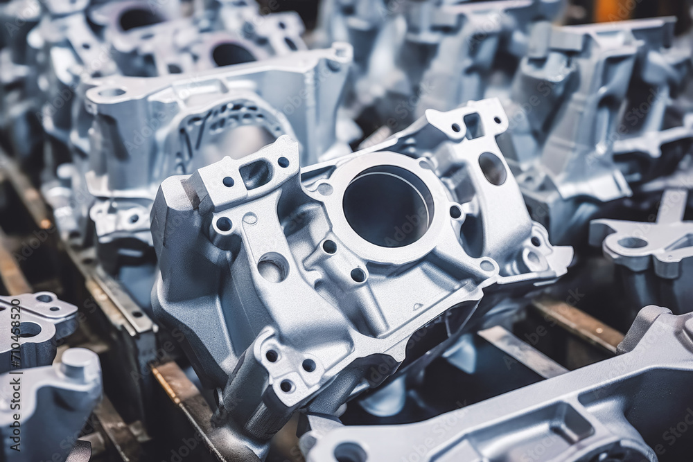 Fototapeta premium Material created with the process of metal casting for car parts in industry factory in highly developed factory
