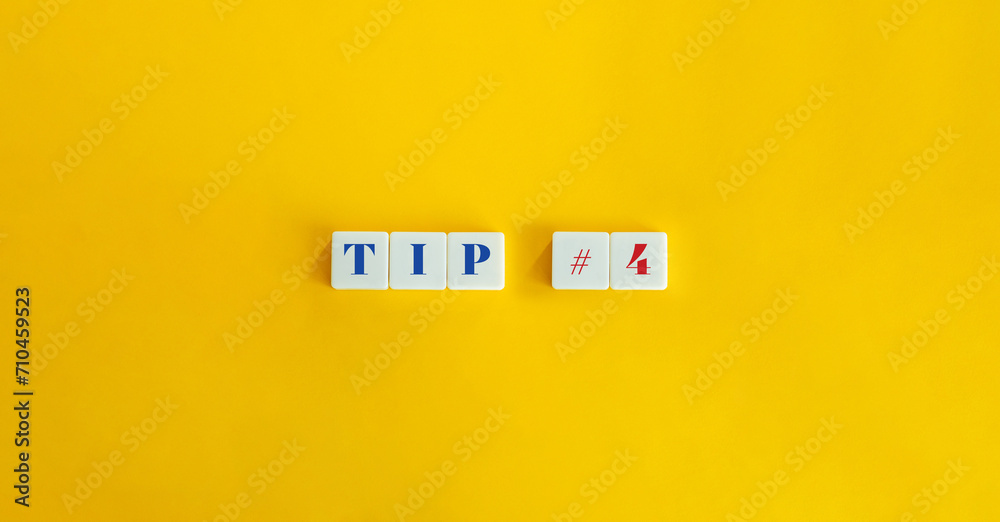 Tip 4 Banner. Useful Advice, Help, Counsel, Guidance or Piece of Information. - obrazy, fototapety, plakaty 