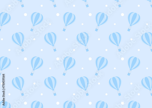 かわいい気球のイラスト　ブルー