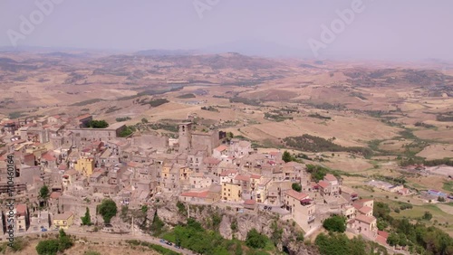 Aerial view of Calascibetta, a city in the Province of Enna, Sicily, Italy photo