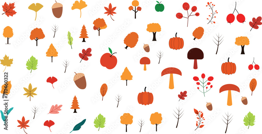 Autumn elements set decoration . Background banner border isolated vector illustration design Autumn elements set decoration . Background banner border isolated vector illustration design