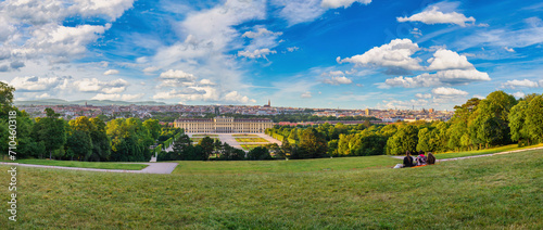 Vienna, Austria - June 24, 2015: panorama city skyline at Schonbrunn Palace and garden