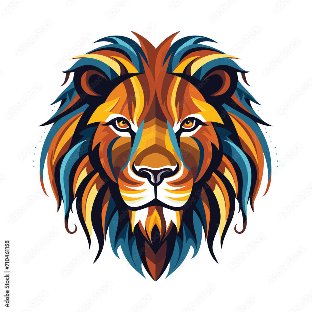 Lion head mascot, face for logo, emblem, badges, labels template t-shirt design. Vector pop art