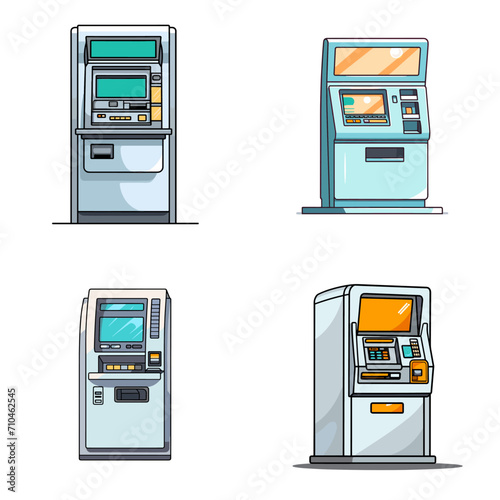 ATM Withdrawal ATM Machine with Cash .simple isolated line styled vector illustration