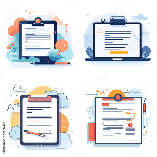 Digital Assignment Submission Uploading Document .simple isolated line styled vector illustration