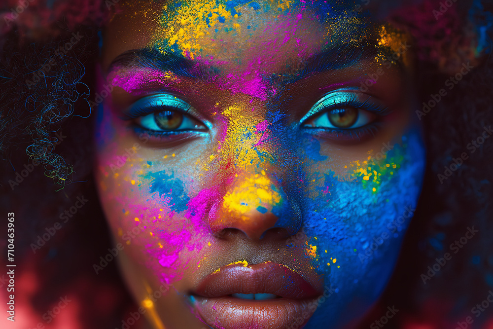 Consumed by envy, African American young woman gorgeous stunning vibrant digital with gulal influence Consumed by envy, African American young woman gorgeous stunning vibrant digital with gulal influence