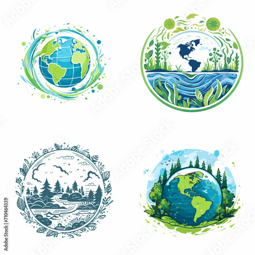 Environmental Science Eco-friendly Globe .simple isolated line styled vector illustration