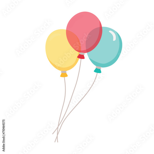 Balloons vector illustration set in cartoon style. Colorful bunch of balloons. Flying balloon clip art. Decoration items for party. Flat vector isolated on white background.