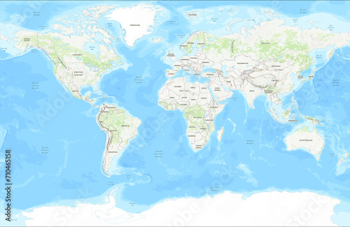 World Map natural terrain