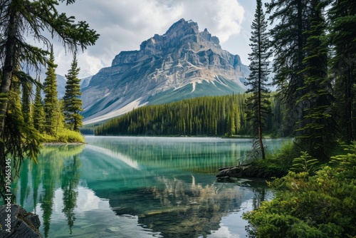 Beautiful mountain and lake. Generative AI