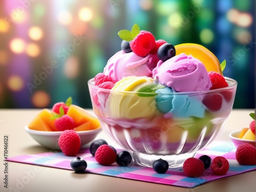 colorful fruit ice cream , mixed fruit flavor ice cream