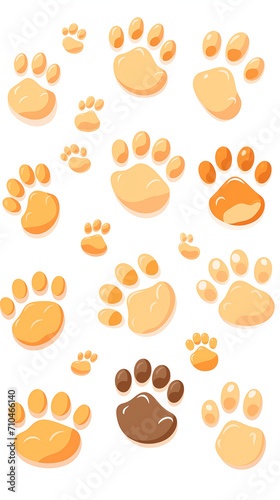 pegadas de cachorro coloridas isolada no fundo branco - Ilustração fofa