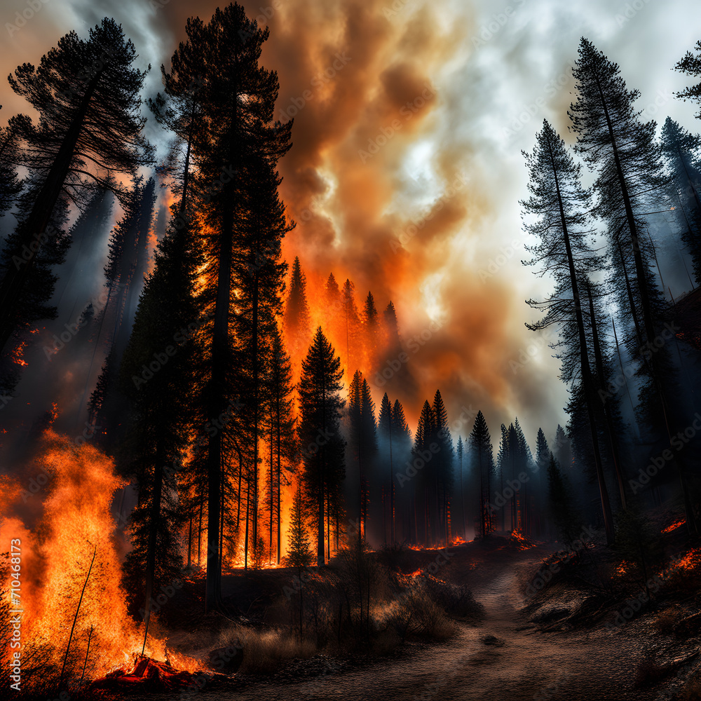 Large forest fire, AI-generatet