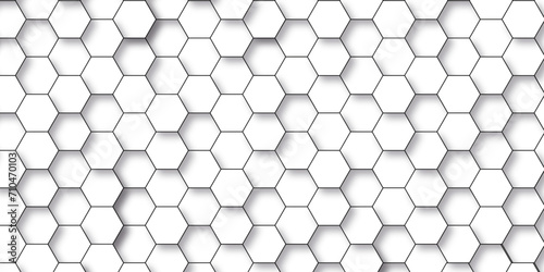 Fototapeta Naklejka Na Ścianę i Meble -  Abstract background with hexagons honeycomb technology texture. Hexagonal shape structure light seamless geometric background. Surface polygon pattern with digital hexagon and futuristic business.