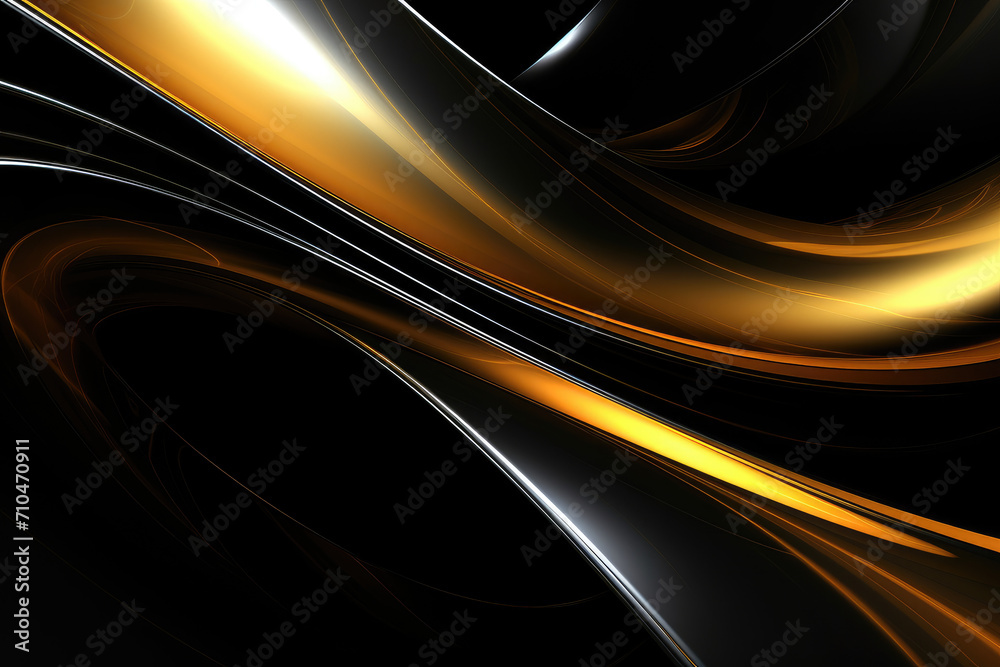 Fototapeta premium Abstract futuristic black and gold wavy background