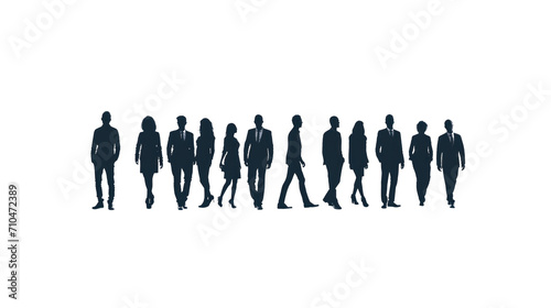 Silhouettes of a number of men and women standing and walking. Black businessman jumps Studio Transparent background.png