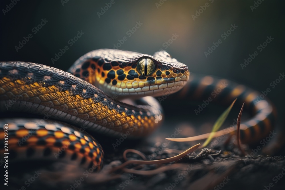 Serpentine Elegance: A Mesmerizing Close-Up of a Snake, Showcasing Nature's Grace and Intricate Patterns. Images of Reptilian Beauty and Breathtaking Details. Serpentine Elegance: A Mesmerizing Close-Up of a Snake, Showcasing Nature's Grace and Intricate Patterns. Images of Reptilian Beauty and Breathtaking Details.