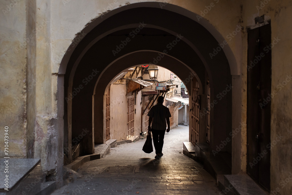 Beautiful streets of Fes during day, Morocco