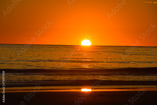 Sunset during astronomical low tide in Carpinteria, California