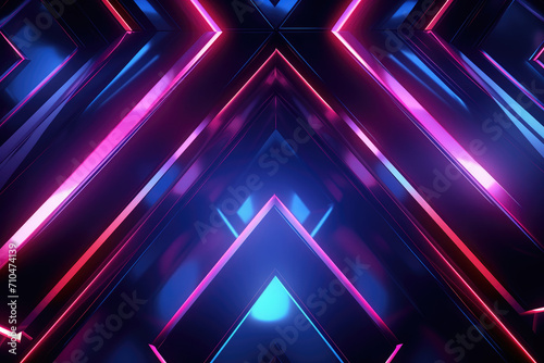 Abstract futuristic dark neon coloured geometry forms background