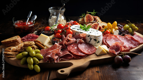 Antipasto platter with jamon salammi
