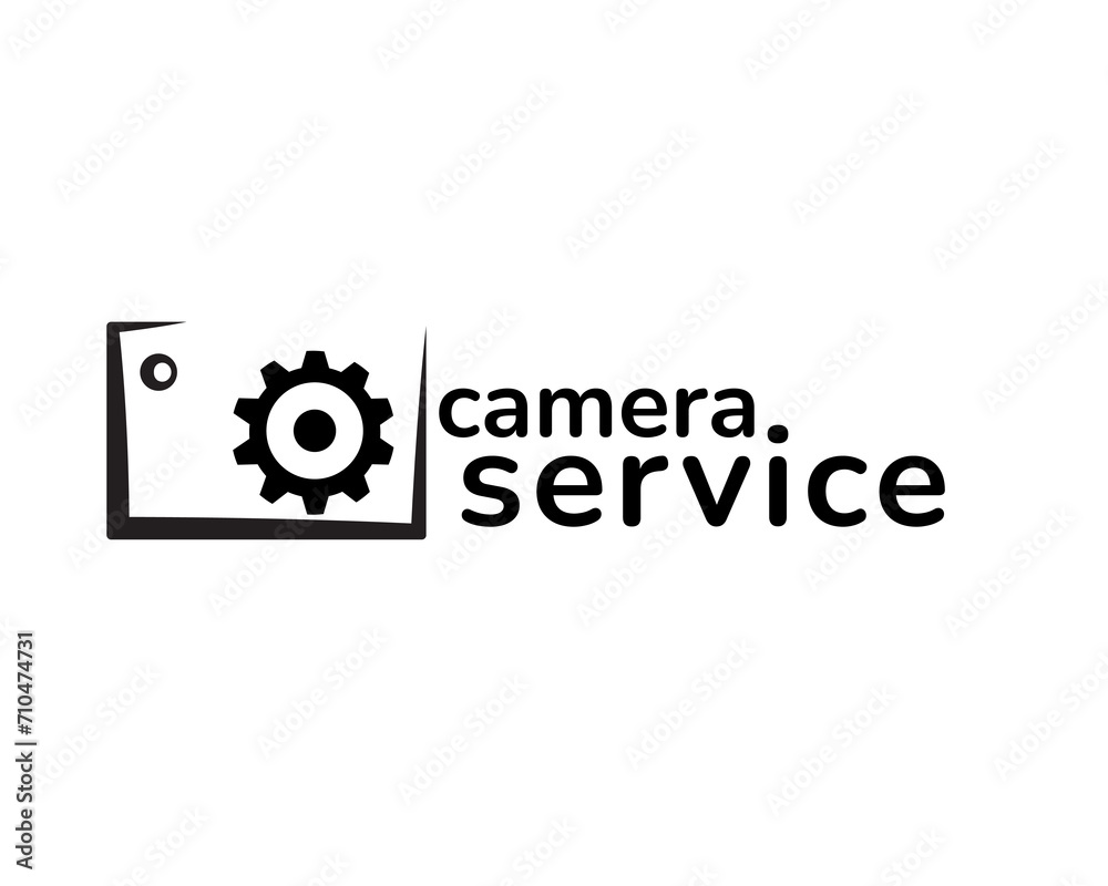 camera with gear lens logo design template