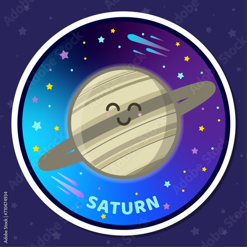 Sticker planeta Saturno adorable