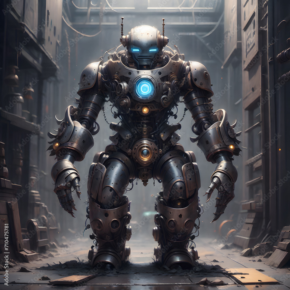 heavy humanoid robot, AI-generatet