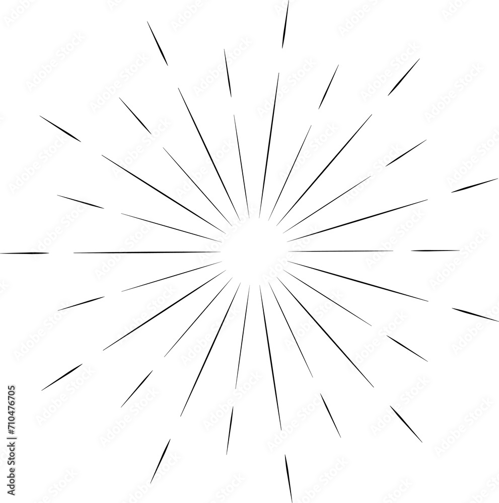 Sunburst style isolated illustration on transparent background.